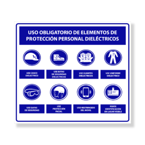 Placa Uso obligatorio de elementos de protección dieléctricos